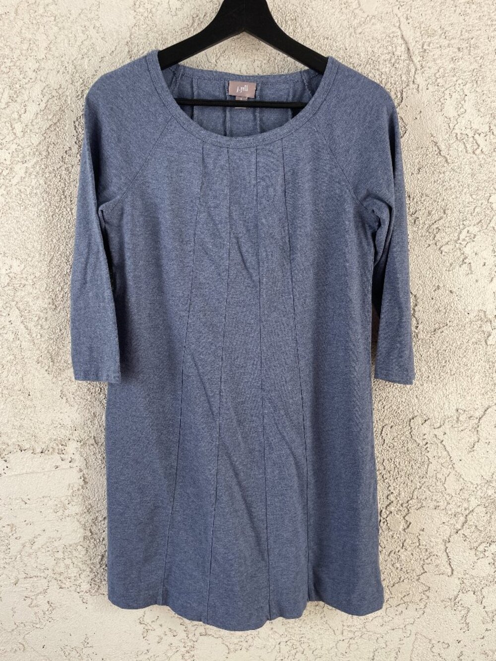 J. Jill Blue Cotton Modal Pleated Front Shift Petite Small Heathered Tunic Dress